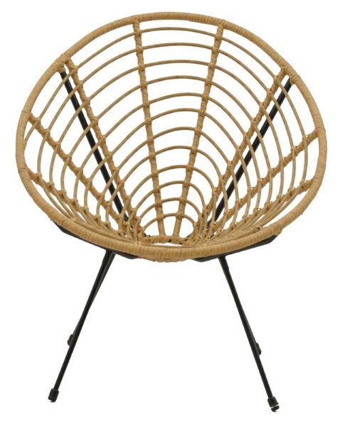 Fotoliu de exterior, Model Naoki, culoare natural si negru, metal si poliratan, 78x74x87 cm