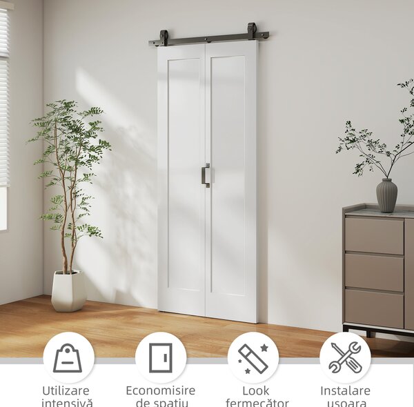 HOMCOM Ușă Pliabilă tip Carte cu Suprafață Vopsibilă 90x210 cm Alb | Aosom Romania