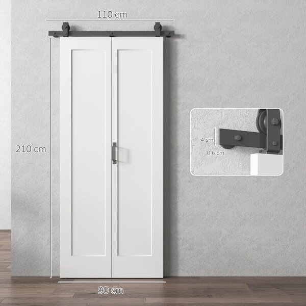 HOMCOM Ușă Pliabilă tip Carte cu Suprafață Vopsibilă 90x210 cm Alb | Aosom Romania