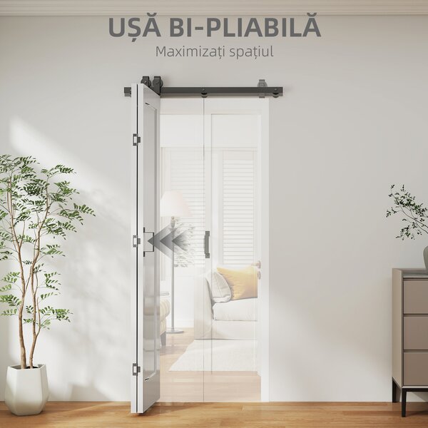 HOMCOM Ușă Pliabilă tip Carte cu Suprafață Vopsibilă 90x210 cm Alb | Aosom Romania