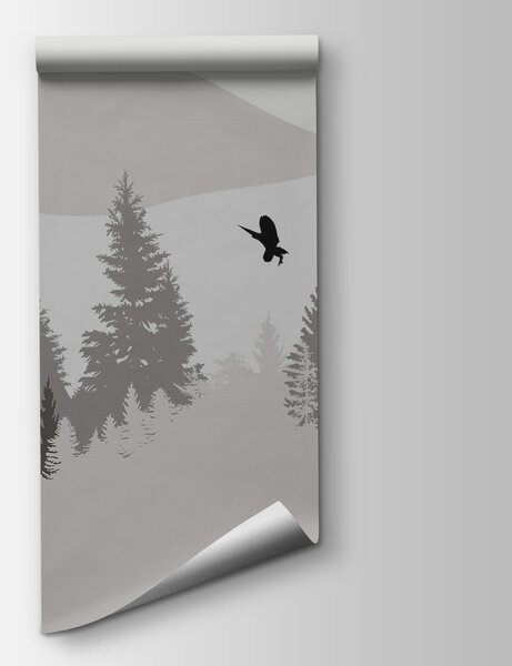 Fototapet Păsări zburând peste un munte înzăpezit, Fototapet natură, Fototapet populare, t00323 - Tapeko.ro