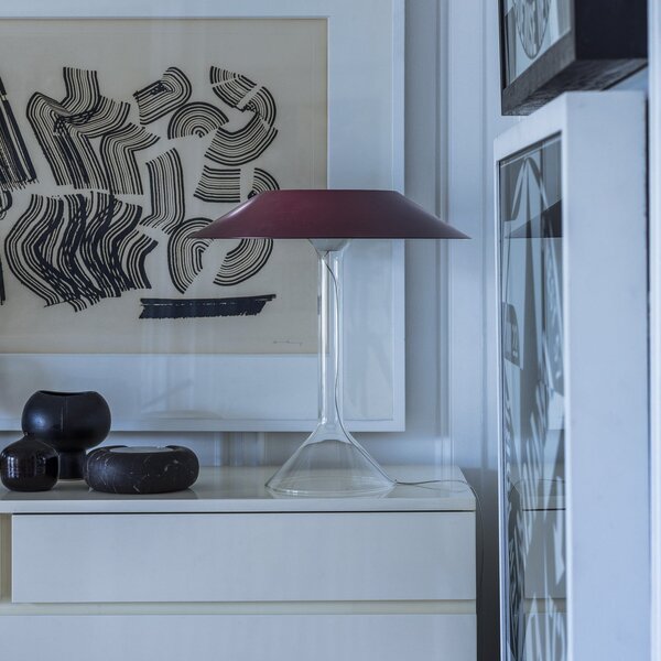 Foscarini Lampa de masă LED Chapeaux M, roșu închis, reglabil, Roșu, Camera de zi / sufragerie, Metal, Modern