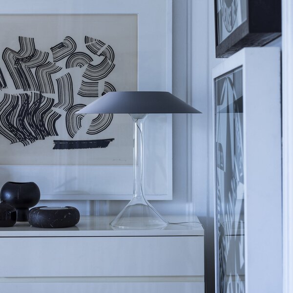 Foscarini Lampa de masă LED Chapeaux M, gri, reglabil, Gri, Camera de zi / sufragerie, Metal, Modern