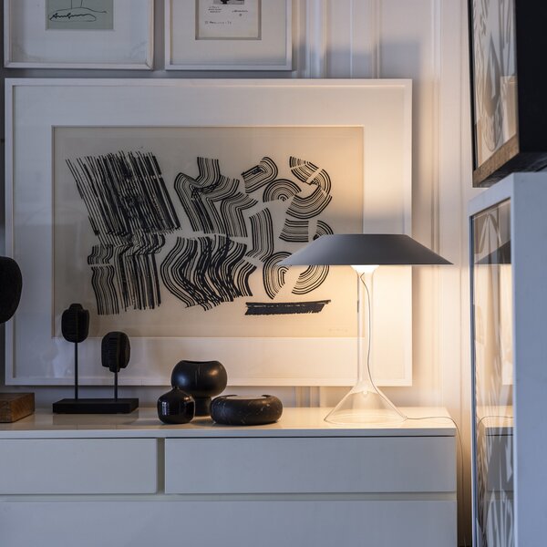 Foscarini Lampa de masă LED Chapeaux M, gri, reglabil, Gri, Camera de zi / sufragerie, Metal, Modern