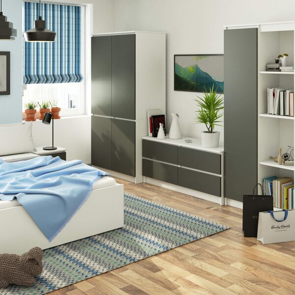 Dulap de haine Sinfin (alb + grafit). Promo -21%. 1117419