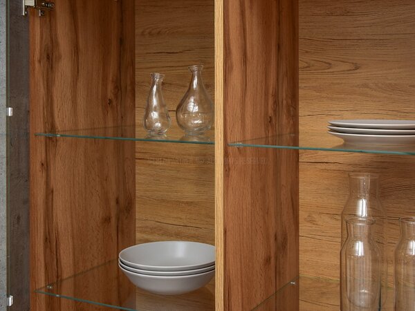 Vitrină Suspendera SH03 (stejar + negru). Promo -20%. 1137288