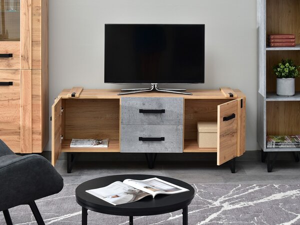 Masă TV Suspendera SH07 (stejar + negru). Promo -17%. 1137292