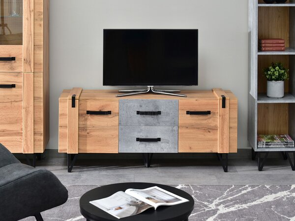 Masă TV Suspendera SH07 (stejar + negru). Promo -17%. 1137292