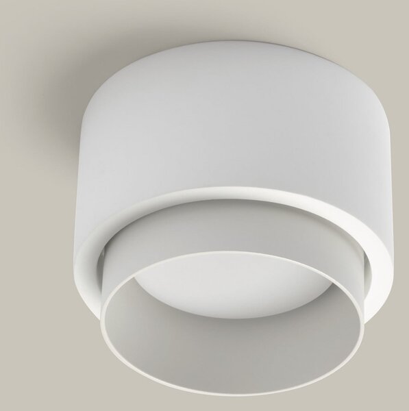 TECNICO by Sforzin Plafonieră Syme, albă, rotundă, Ø 11 cm, gips, GX53, reglabil, Alb, Camera de zi / sufragerie, Tencuială / Argilă, Modern