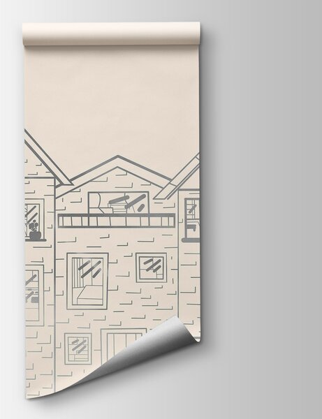 Fototapet Desenul unui șir de case, Fototapet skyline, Fototapet populare, t00365 - Tapeko.ro