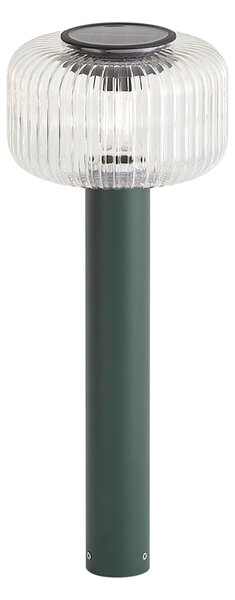 Stâlp de iluminat exterior modern verde cu sticlă canelată, cu LED solar IP65 - Ribble Mushroom