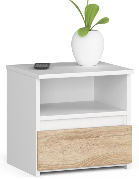 Noptieră Cincuenta (alb + stejar sonoma). Promo -11%. 1117473