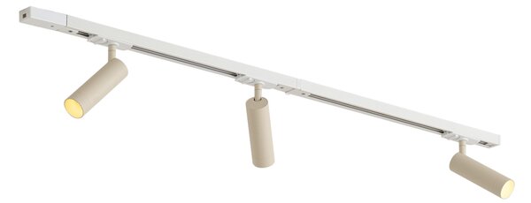 Sistem de iluminat cu șină modern cu 3 spoturi alb cu bej monofazat GU10 35mm - Iconic Jeana Luxe