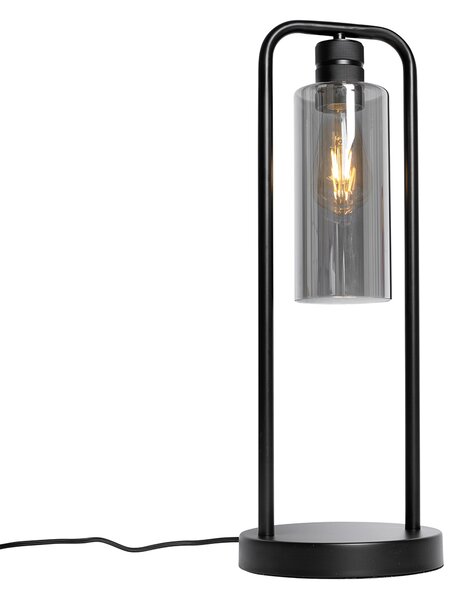 Lampă de masă modernă neagră cu sticlă fumurie - Stavelot