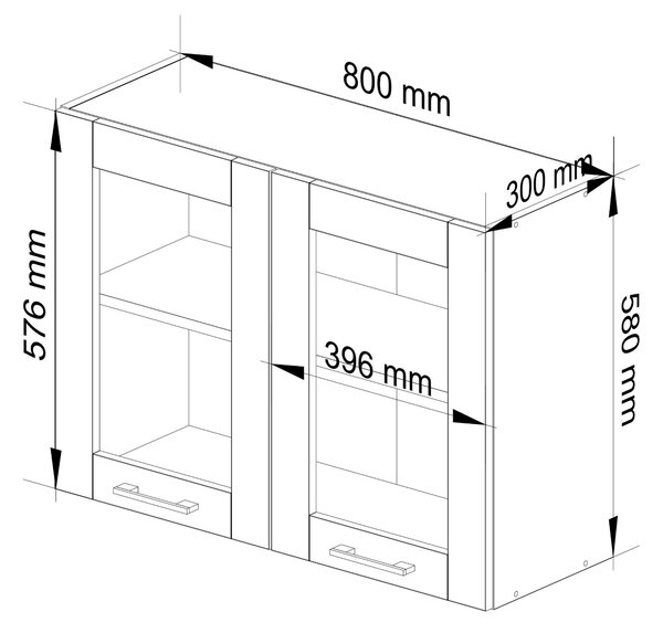 Vitrină de bucătărie superioară Ozara 580 (alb + stejar artisan). Promo -19%. 1117517