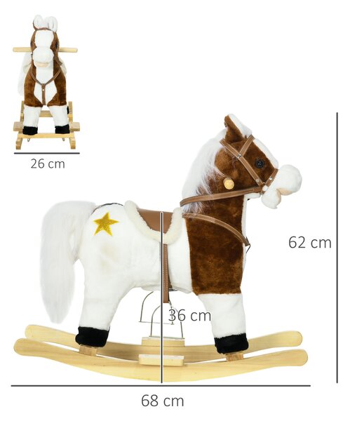 Cal Balansoar cu Sunet Muzical, Cal de Calarit cu Sa Cadou pentru Fetite si Baieti de 3-6 ani, Maro 68x26x62cm HOMCOM | Aosom Romania