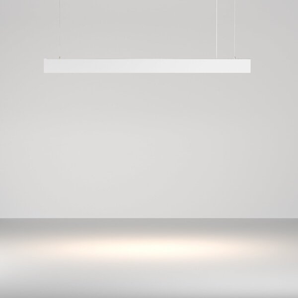 Maytoni Lampă suspendată LED Basis, albă, CCT, lungime 112,5 cm, reglabil, Alb, Camera de zi / sufragerie, Aluminiu, Modern