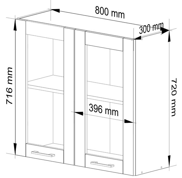 Vitrină de bucătărie superioară Organo 720 (alb). Promo -14%. 1117505