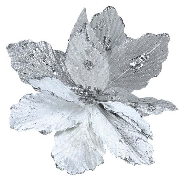 Decoratiune brad floare alba 25 cm