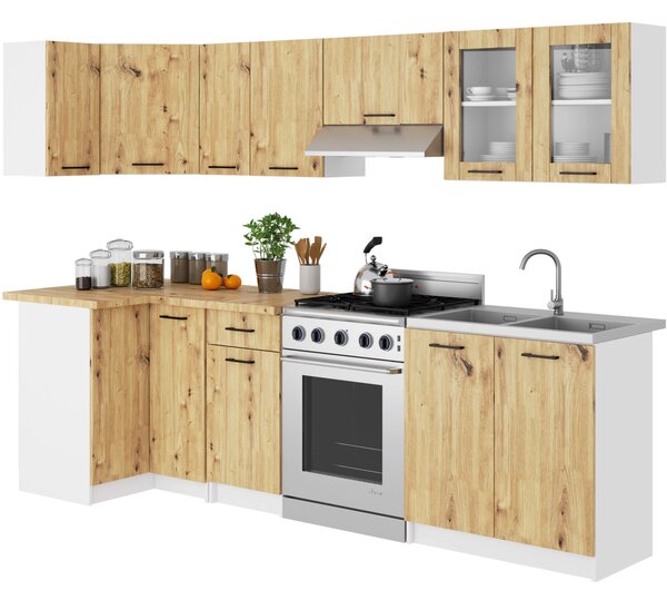 Vitrină de bucătărie superioară Ozara 580 (alb + stejar artisan). Promo -19%. 1117517