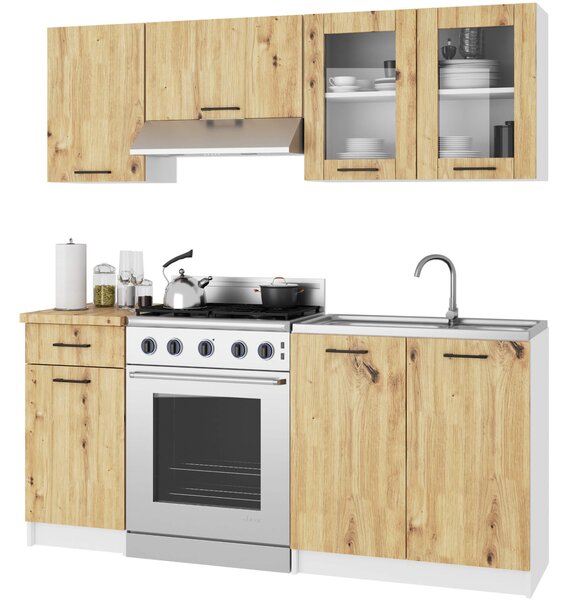 Vitrină de bucătărie superioară Ozara 580 (alb + stejar artisan). Promo -19%. 1117517