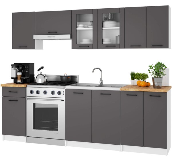 Vitrină de bucătărie superioară Ozara 580 (alb + grafit). Promo -19%. 1117518
