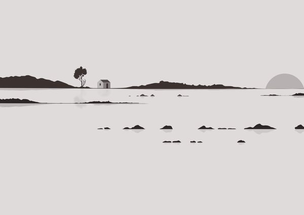 Fototapet Casă în mijlocul unui lac, Fototapet moderne, Fototapet populare, t00381 - Tapeko.ro