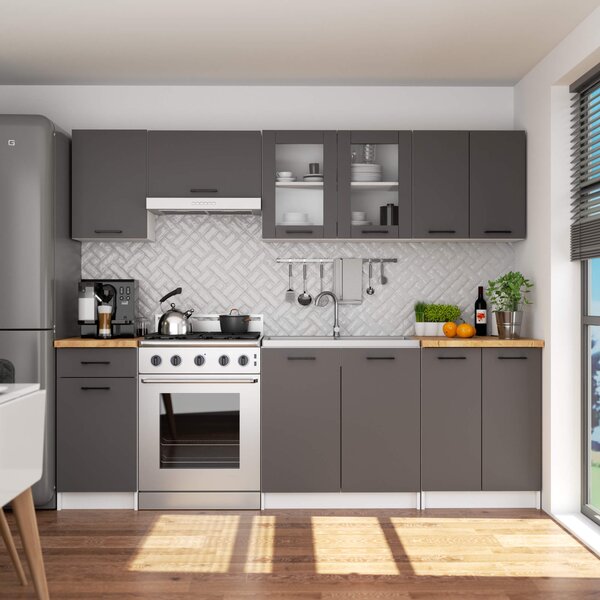 Vitrină de bucătărie superioară Ozara 580 (alb + grafit). Promo -19%. 1117518