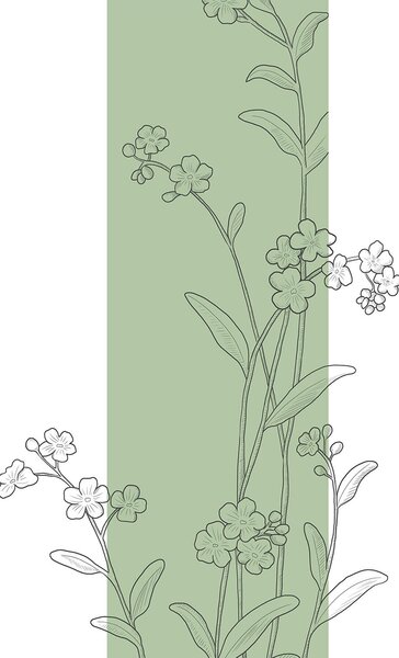 Fototapet Desenarea florilor și frunzelor, Fototapet flori, Fototapet populare, t00413v1 - Tapeko.ro