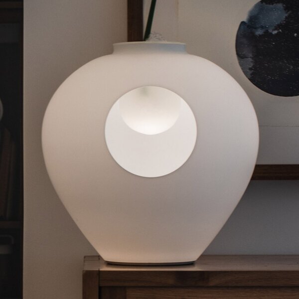 Foscarini Madre LED lampă de masă din sticlă cu dimmer, reglabil, Alb, Camera de zi / sufragerie, Sticlă, Design