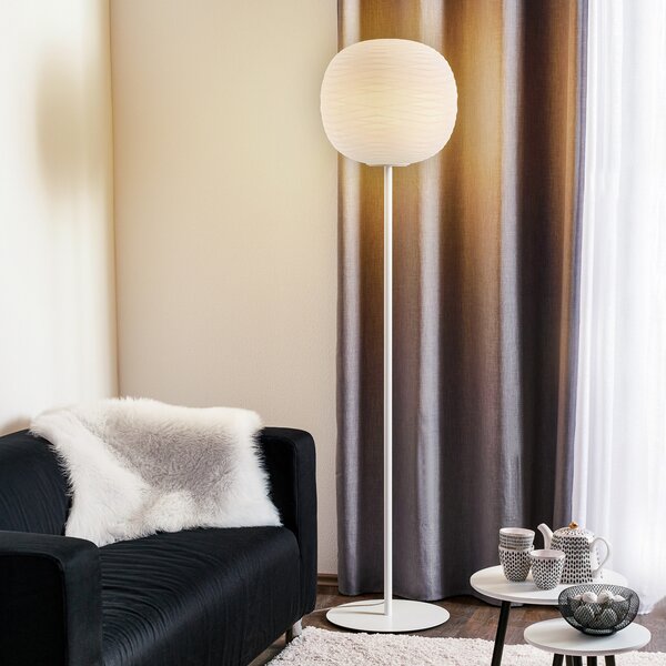 Foscarini Gem terra lampă de podea, alb, reglabil, Alb, Camera de zi / sufragerie, Sticlă, Design