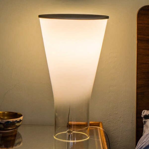 Foscarini Lampă de masă Soffio LED, reglabil, Alb, Camera de zi / sufragerie, Sticlă, Design