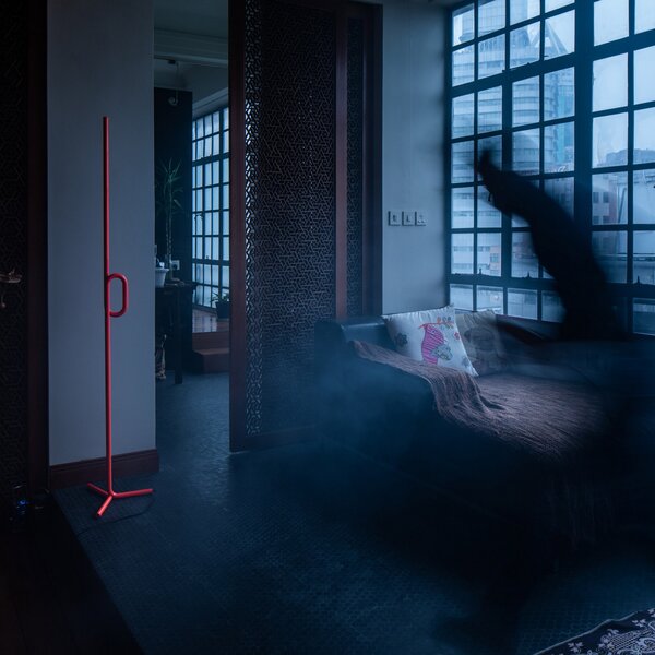Foscarini Tobia terra lampă podea LED, portocaliu, reglabil, Portocaliu, Camera de zi / sufragerie, Metal, Design