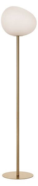 Foscarini Gregg media lampă de podea, 151cm, auriu, reglabil, Auriu / Alamă, Camera de zi / sufragerie, Sticlă, Design