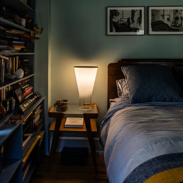 Foscarini Lampă de masă Soffio LED, reglabil, Alb, Camera de zi / sufragerie, Sticlă, Design