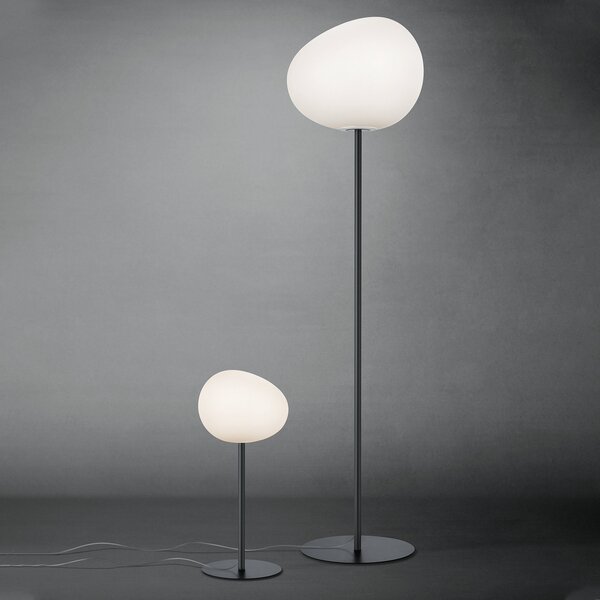 Foscarini Gregg media lampă podea, 151cm, grafit, reglabil, Negru, Camera de zi / sufragerie, Sticlă, Design
