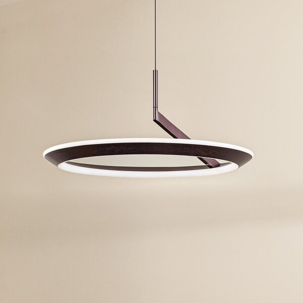Lucande lampă suspendată LED Eldra, maro cafea, Ø 55 cm, CCT, reglabil, Maro / Rugină, Camera de zi / sufragerie, Metal, Modern