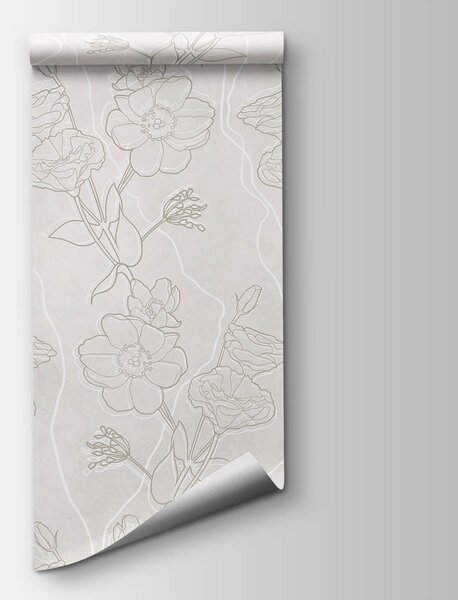 Fototapet Model floral alb și maro, Fototapet moderne, Fototapet populare, t00390 - Tapeko.ro