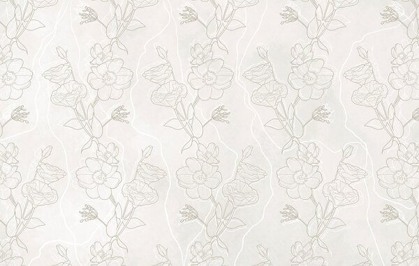 Fototapet Model floral alb și maro, Fototapet moderne, Fototapet populare, t00390 - Tapeko.ro