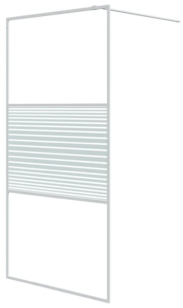Perete de duș walk-in, alb, 100x195 cm, sticlă ESG transparentă