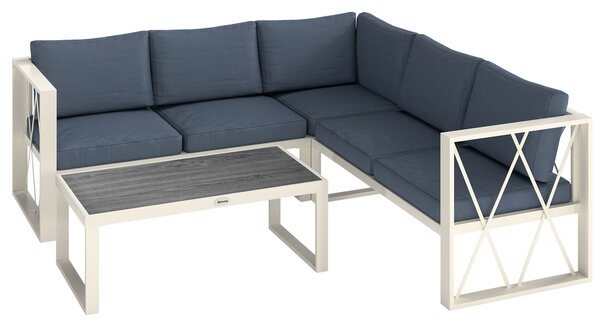 Outsunny Set Mobilier de Grădină din 4 Piese cu 2 Canapele, Fotoliu Reglabil și Măsuță de Cafea, 121x61x62 cm, Gri | Aosom Romania