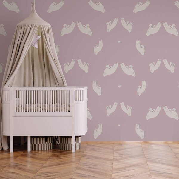 Fototapet Model cu iepuri pe fundal violet, Fototapet animale, Fototapet populare, t00472 - Tapeko.ro