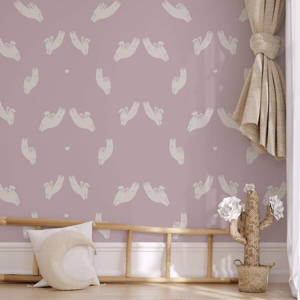 Fototapet Model cu iepuri pe fundal violet, Fototapet animale, Fototapet populare, t00472 - Tapeko.ro