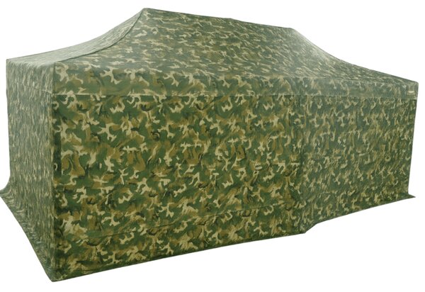 Pavilion de grădină 3x6m – din oțel, 4 pereţi laterali, Camuflaj