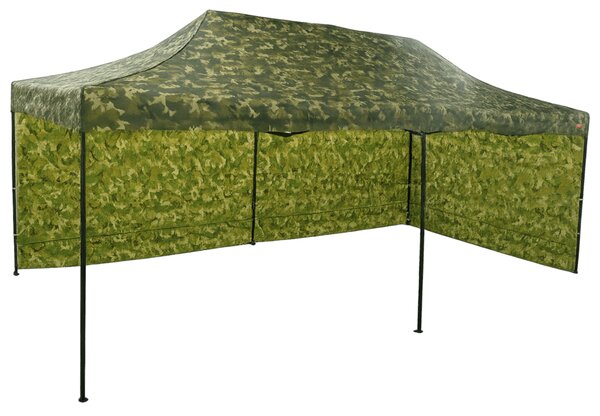Pavilion de grădină 3x6m – din oțel, 2 pereţi laterali, Camuflaj