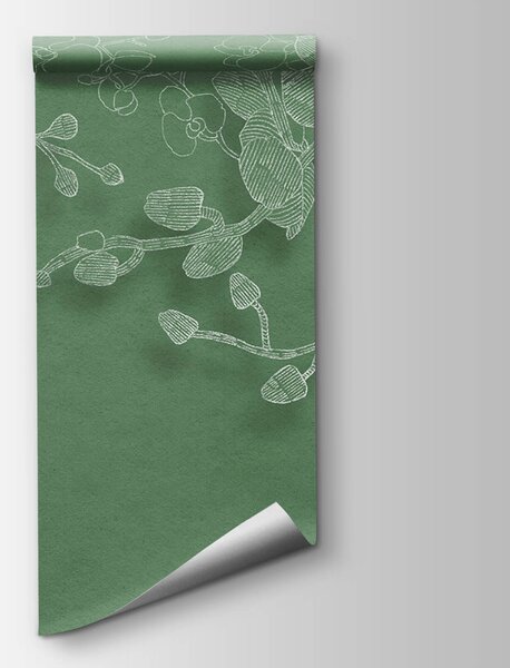 Fototapet Orhidee delicate pe un fundal verde, Fototapet flori, Fototapet populare, t00526 - Tapeko.ro