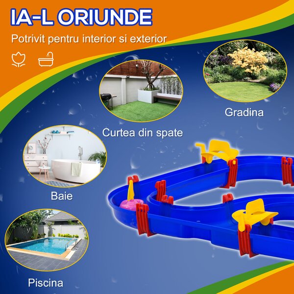 Playset pentru apa 53 Piese HOMCOM varsta 3-6 Ani, din PP, 123x90x7cm, Albastru si Rosu | Aosom RO