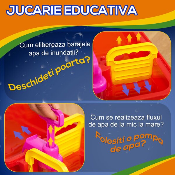 Playset pentru apa 53 Piese HOMCOM varsta 3-6 Ani, din PP, 123x90x7cm, Albastru si Rosu | Aosom RO