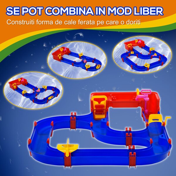 Playset pentru apa 53 Piese HOMCOM varsta 3-6 Ani, din PP, 123x90x7cm, Albastru si Rosu | Aosom RO