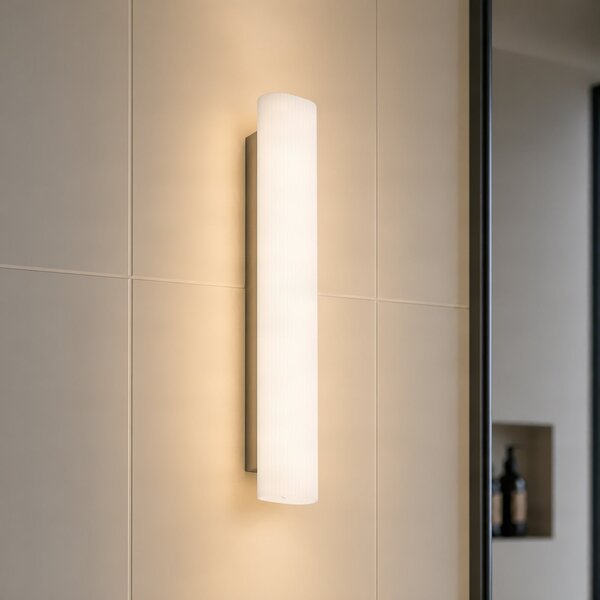 Lucande Lampa LED de perete pentru baie Victoire, 50 cm, alb/crom, CCT, Alb, Baie, Sticlă, Modern